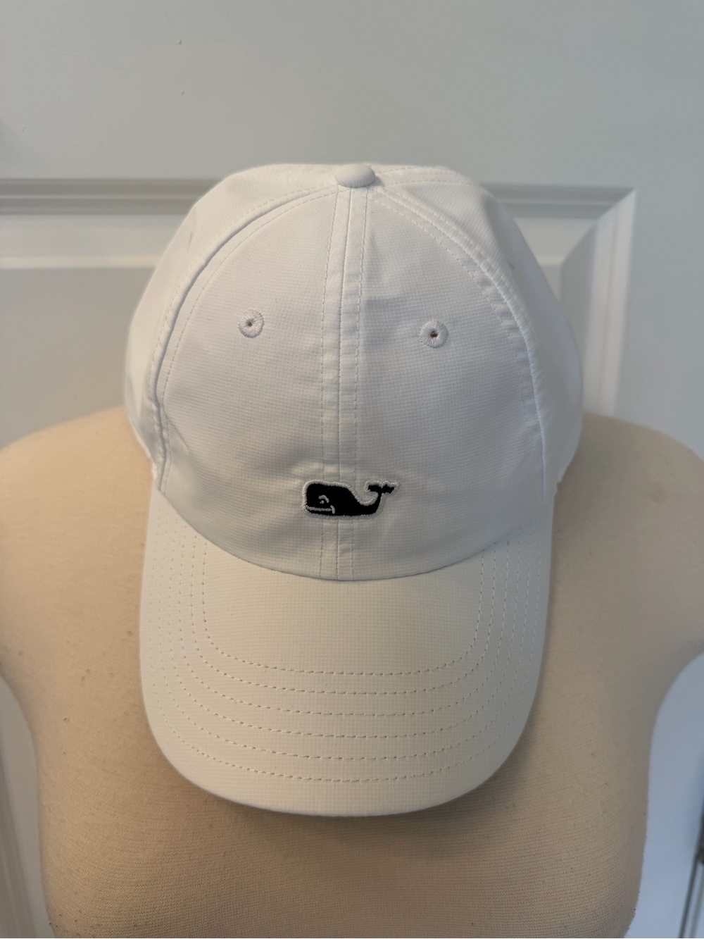 Vineyard Vines White Baseball Cap with Navy Whale Logo
